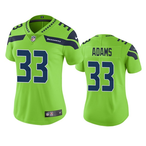 Women's Seattle Seahawks #33 Jamal Adams Green Color NFL Rush Stitched Jersey(Run Small)